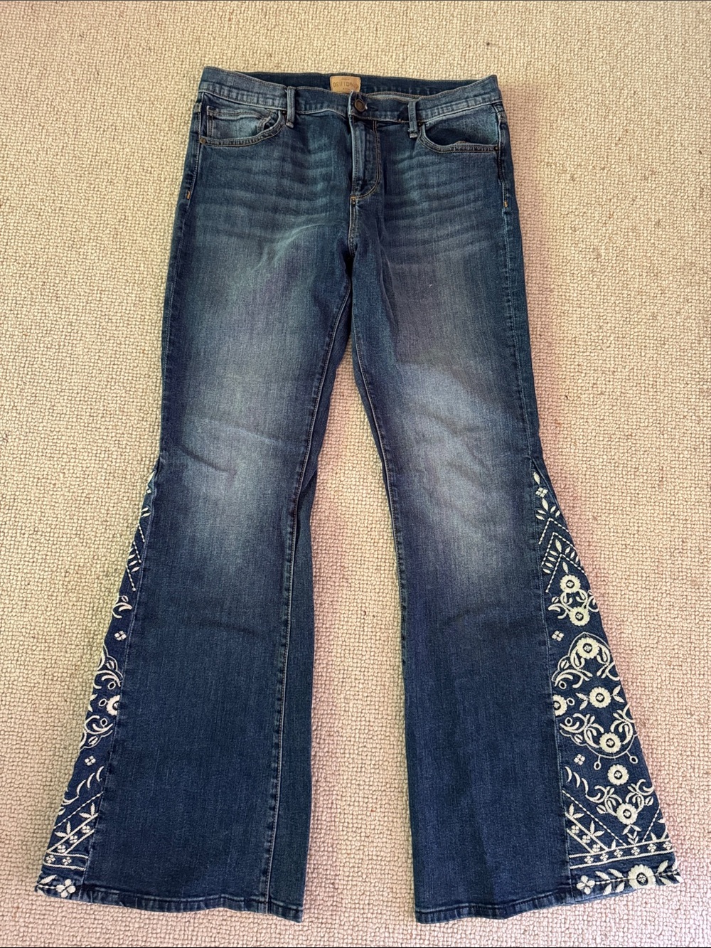 Driftwood Farrah embroidered flare jeans